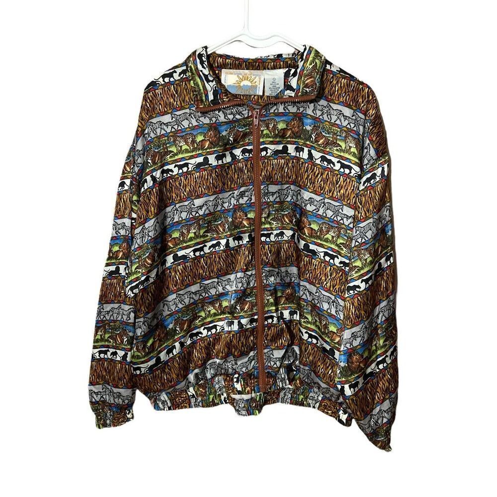 Solare Sporta Vintage 90s Jungle Print Bomber Jacket